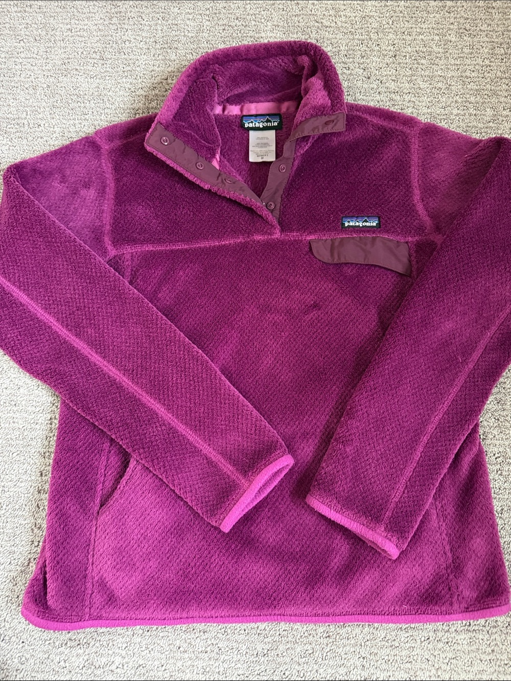 Patagonia Women's Deep Magenta Teddy Fleece Snap Pullover